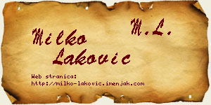Milko Laković vizit kartica